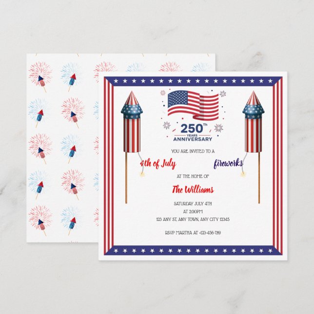 Red, White & Boom America’s 250th Invitation (Front/Back)