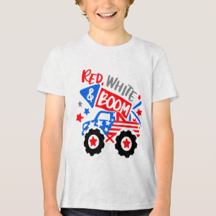 RED WHITE & BOOM Firecracker Monster Truck Tri-Blend Shirt