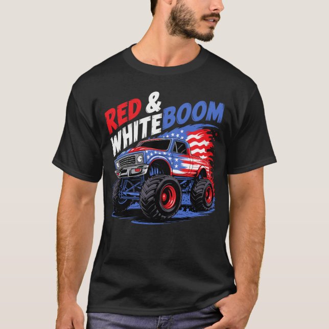 Red White Boom Monster Truck Tee (Front)
