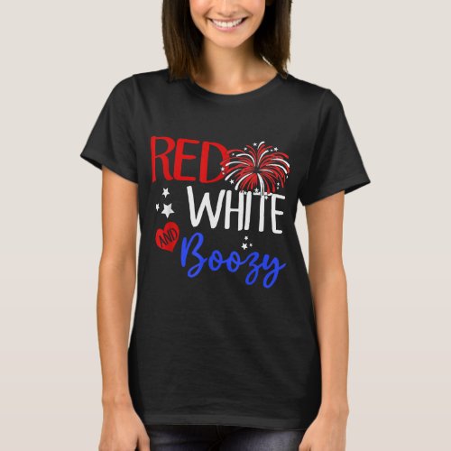 Red White  Boozy 4th of July USA Jesus Patriotic  T_Shirt