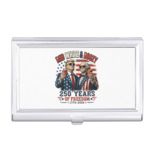 Red White Boozy Trump George Washington 250 Business Card Case