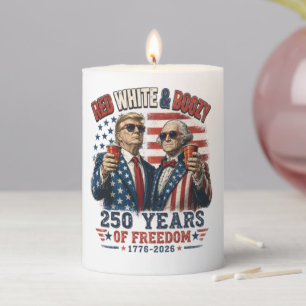Red White Boozy Trump George Washington 250 Pillar Candle
