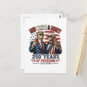 Red White Boozy Trump George Washington 250 Postcard
