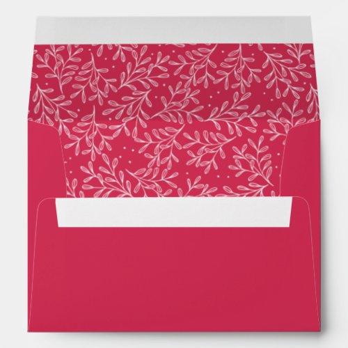 Red White Botanical Baby Birth Announcement  Envelope