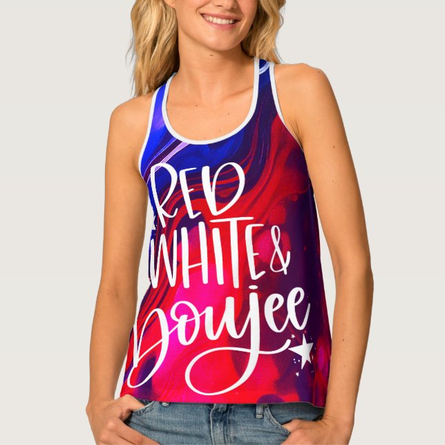 Red White Boujee July 4th Bachelorette Party Tank Top (Front)