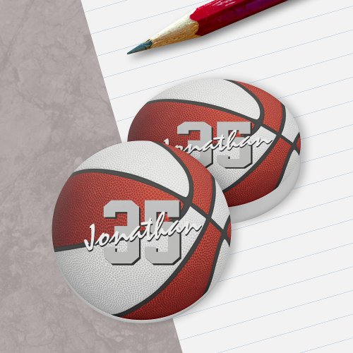 Red white boys girls basketball personalized eraser