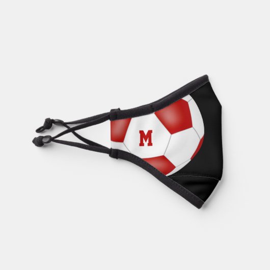 red white boys girls soccer ball w varsity stripes premium face mask (Right)