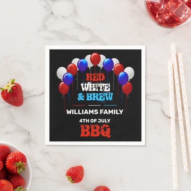 Red White & Brew 4th of July BBQ Family Party Napkins (Insitu)