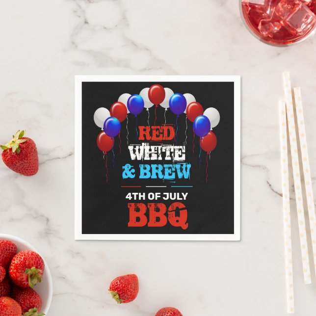 Red White & Brew 4th of July BBQ Party Napkins (Insitu)