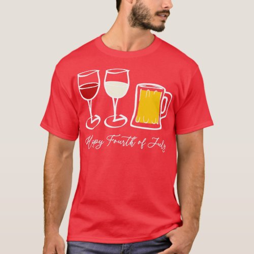 Red White Brew Beer Wine Lover Fourth   2  T_Shirt