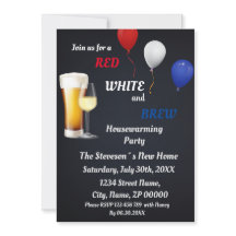 Red, White & Brew Housewarming Party Invitation