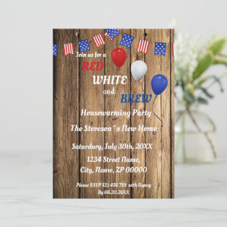 Red, White & Brew Housewarming Party Invitation