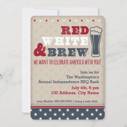 Red White  Brew Invitation