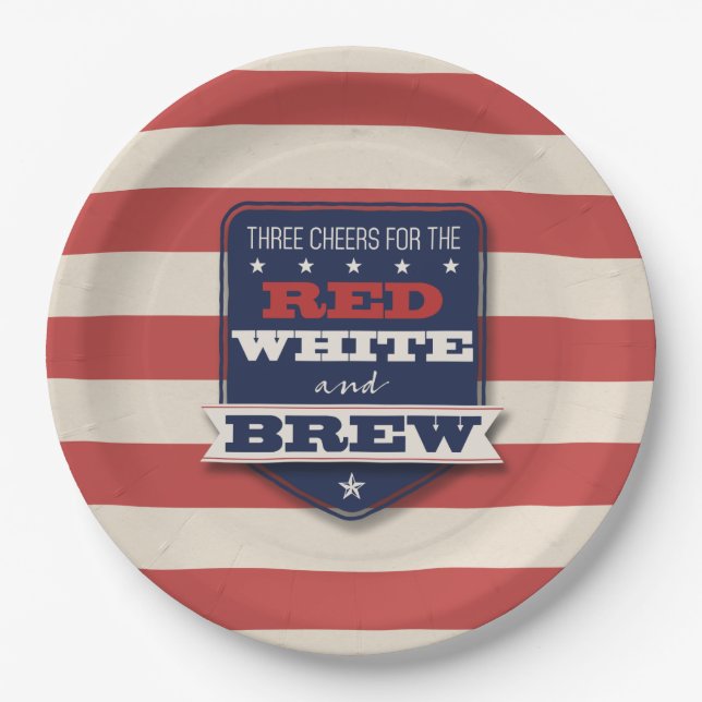 Red White & Brew Patriotic Paper Plates (Front)