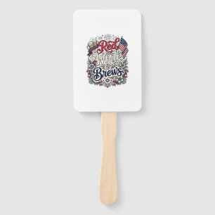 Red White & Brews Patriotic Beer Shirt Design_1 Hand Fan