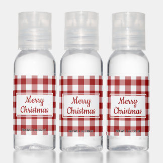 Red White Buffalo Check Merry Christmas Hand Sanitizer
