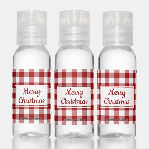 Red White Buffalo Check Merry Christmas Hand Sanitizer