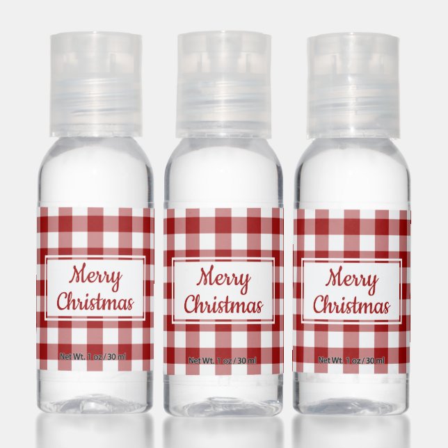 Red White Buffalo Check Merry Christmas Hand Sanitizer (Set)