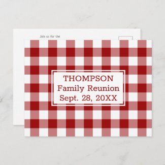 Red White Buffalo Check Name Family Reunion Party Invitation Postcard