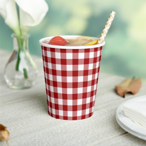 Red White Buffalo Check Paper Cups