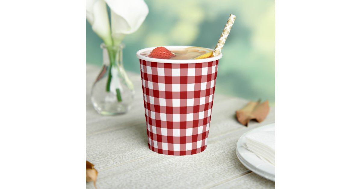 Red White Buffalo Check Paper Cups | Zazzle