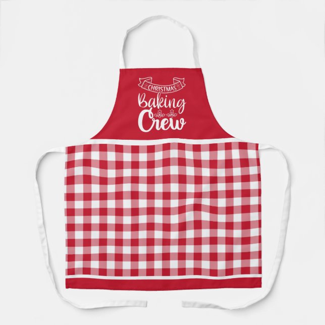 Red & White Buffalo Plaid Christmas Baking Crew Ap Apron (Front)