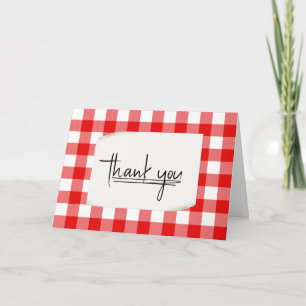 Red White Buffalo Plaid Thank You  Card