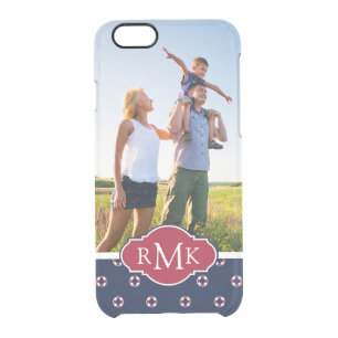Red & White Buoy Pattern  Your Photo & Monogram Clear iPhone 6/6S Case