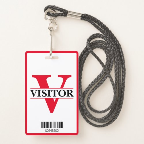Red  White Business Event Barcode Guest Visitor Badge