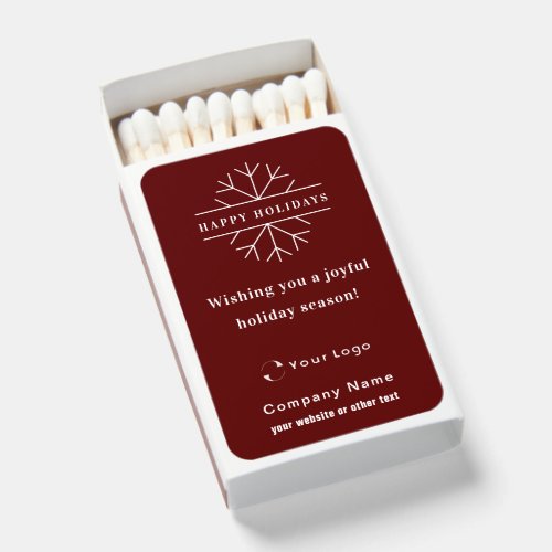 Red White Business Logo Christmas Simple Minimal Matchboxes
