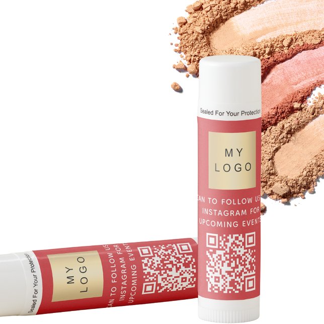 Red white business logo QR code Lip Balm (Creator Uploaded)