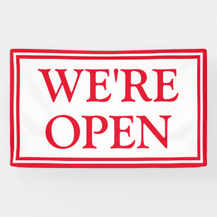 Red White Business We're Open Banner