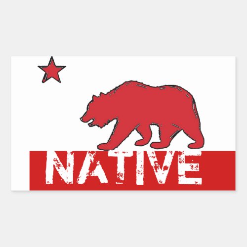 Red white California native state symbol sticker