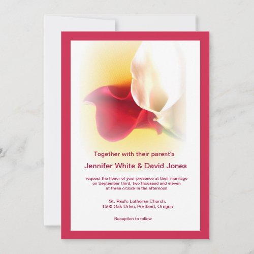 Red  White Calla Lily Wedding Invitation