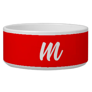 Red White Calligraphy Monogram Initial Letter Bowl