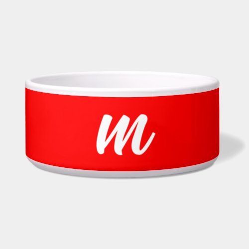 Red White Calligraphy Monogram Initial Letter Bowl