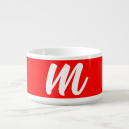 Red White Calligraphy Monogram Initial Letter Bowl