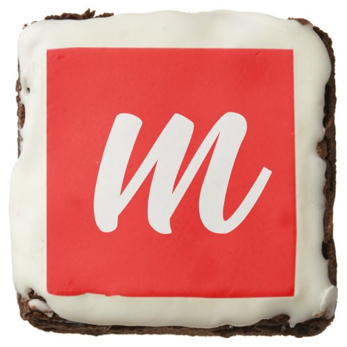 Red White Calligraphy Monogram Initial Letter Brownie