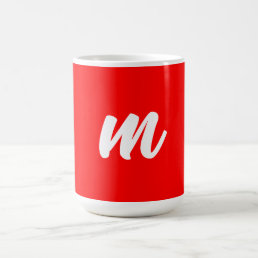 Red White Calligraphy Monogram Initial Letter Coffee Mug