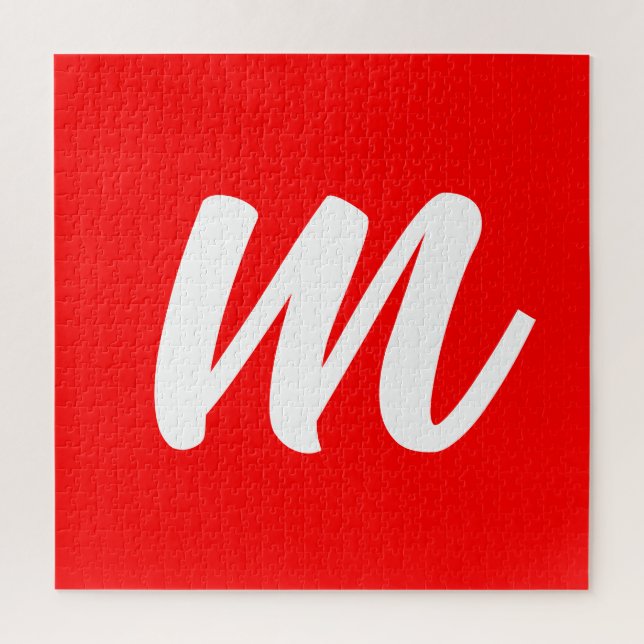 Red White Calligraphy Monogram Initial Letter Jigsaw Puzzle (Vertical)
