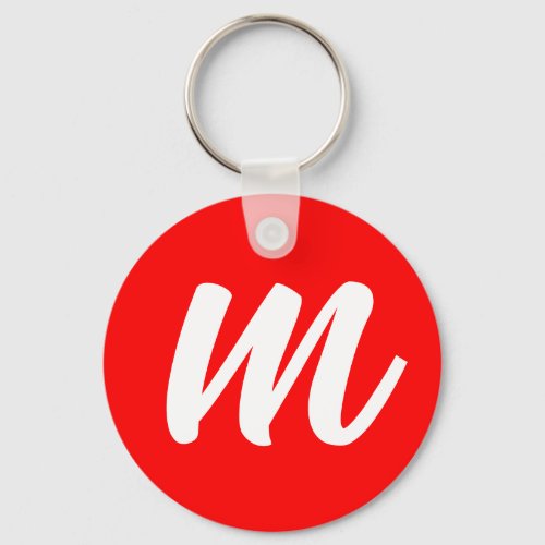 Red White Calligraphy Monogram Initial Letter Keychain