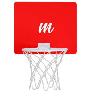 Red White Calligraphy Monogram Initial Letter Mini Basketball Hoop
