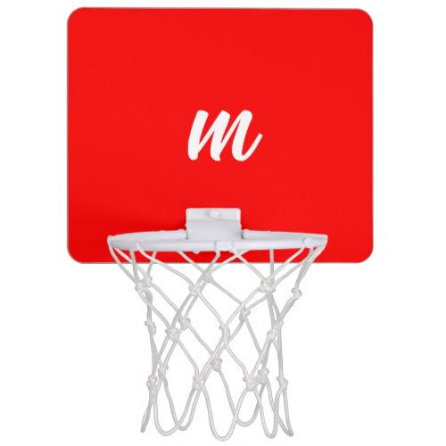 Red White Calligraphy Monogram Initial Letter Mini Basketball Hoop