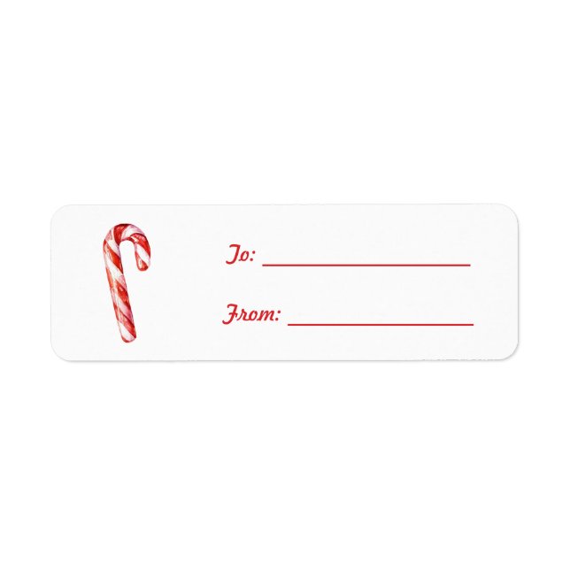 Red White Candy Cane Christmas Label (Front)