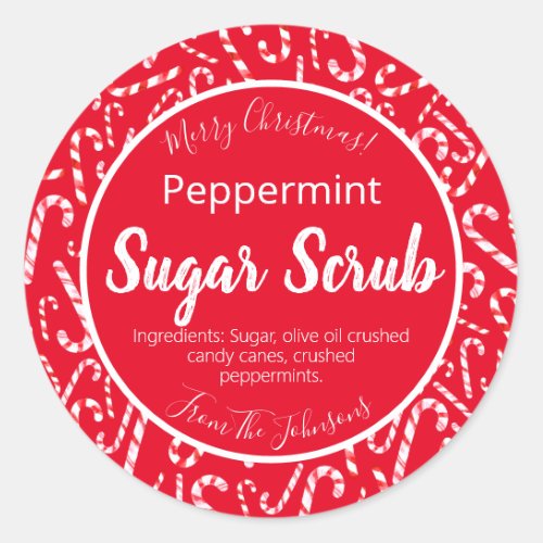 Red White Candy Cane Christmas Sugar Scrub Labels