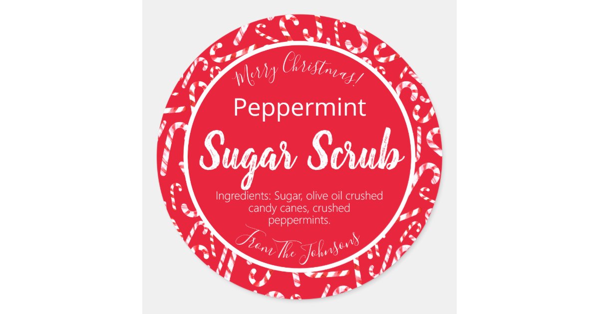 Red White Candy Cane Christmas Sugar Scrub Labels | Zazzle