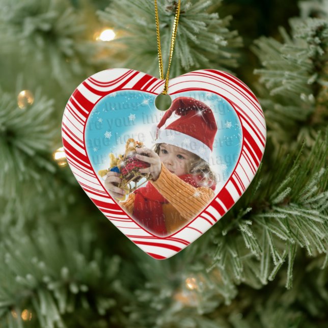 Red & White Candy Cane Custom Christmas Ornament (Tree)