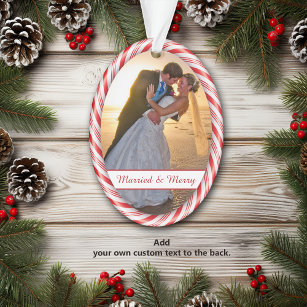 Red White Candy Cane Frame Photo Template Ornament