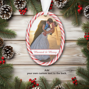 Red White Candy Cane Frame Photo Template Ornament by SandCreekVentures at Zazzle