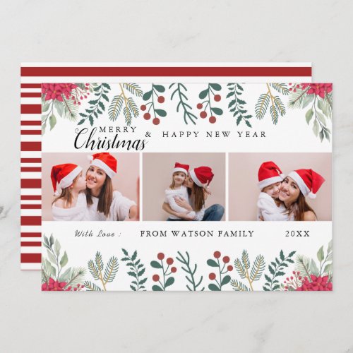 Red  White Candy Cane Holiday Photo Collage Card